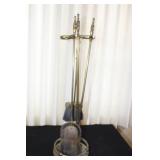 Vintage Brass Fireplace Tool Set with Stand