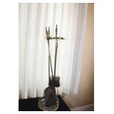 Vintage Brass Fireplace Tool Set with Stand