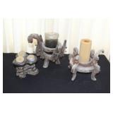 Set of 3 Rustic Candle Holders with Candles