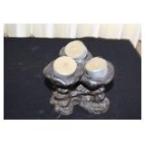 Set of 3 Rustic Candle Holders with Candles