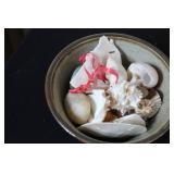 Ceramic Bowls and Candle Holders Collection with Candles and Sea Shells