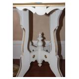 Antique-Style Painted Table and Brass Floor Lamp Set