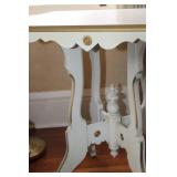 Antique-Style Painted Table and Brass Floor Lamp Set