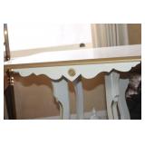 Antique-Style Painted Table and Brass Floor Lamp Set