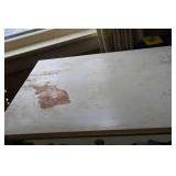 Antique-Style Painted Table and Brass Floor Lamp Set