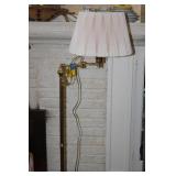 Antique-Style Painted Table and Brass Floor Lamp Set