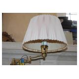 Antique-Style Painted Table and Brass Floor Lamp Set