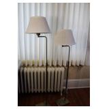 Set of 2 Adjustable Floor Lamps and Vintage Wooden Side Table