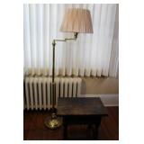 Set of 2 Adjustable Floor Lamps and Vintage Wooden Side Table