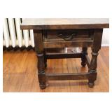 Set of 2 Adjustable Floor Lamps and Vintage Wooden Side Table