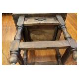 Set of 2 Adjustable Floor Lamps and Vintage Wooden Side Table