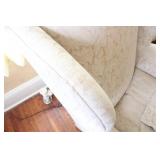 Pair of Upholstered Wingback Chairs with Matching Ottomans