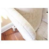 Pair of Upholstered Wingback Chairs with Matching Ottomans