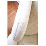 Pair of Upholstered Wingback Chairs with Matching Ottomans