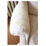 Pair of Upholstered Wingback Chairs with Matching Ottomans