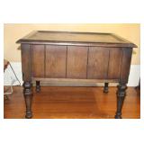 Vintage Wooden End Table with Two Drawers and Turned Legs