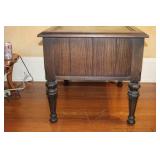 Vintage Wooden End Table with Two Drawers and Turned Legs