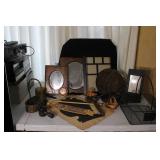 Vintage Decor and Collectibles Lot with Frames, Baskets, and Accessories