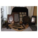 Vintage Decor and Collectibles Lot with Frames, Baskets, and Accessories