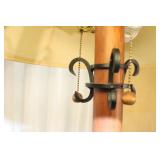 Wood and Wrought Iron Table Lamp with Fabric Shade