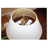 Wood and Wrought Iron Table Lamp with Fabric Shade