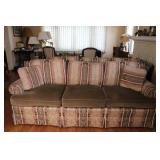 Upholstered 3-Seat Sofa with Striped Pattern and Multiple Cushions