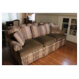 Upholstered 3-Seat Sofa with Striped Pattern and Multiple Cushions