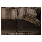 Upholstered 3-Seat Sofa with Striped Pattern and Multiple Cushions