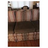 Upholstered 3-Seat Sofa with Striped Pattern and Multiple Cushions