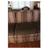 Upholstered 3-Seat Sofa with Striped Pattern and Multiple Cushions