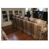 Upholstered 3-Seat Sofa with Striped Pattern and Multiple Cushions