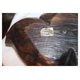 Vintage Home Decor Lot with Framed Art, Wood Trays, and Carved Candle Holder