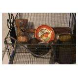 Vintage Home Decor Lot with Framed Art, Wood Trays, and Carved Candle Holder