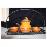 Japanese-Style Ceramic Dinnerware and Tableware Set with Chopsticks and Bamboo Mats