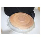 Rustic Pottery Collection with Tree Plate, Covered Casserole, Pitcher, and Wooden Accent