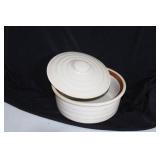 Rustic Pottery Collection with Tree Plate, Covered Casserole, Pitcher, and Wooden Accent