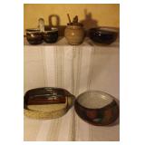 Collection of 5 Handcrafted Rustic Stoneware Pottery Pieces