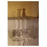 Collection of 8 Assorted Vintage Glass Vases, Bowls, and Ladle