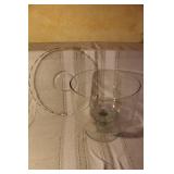 Collection of Vintage Glass Serveware and Metal Trays