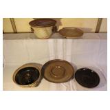 Set of 5 Handcrafted Stoneware Pottery Bowls and Plates with Artist Mark