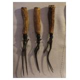 Vintage Carving Set with Stag Handles, Meat Tray, and Solingen Steak Knives