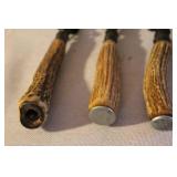 Vintage Carving Set with Stag Handles, Meat Tray, and Solingen Steak Knives