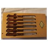 Vintage Carving Set with Stag Handles, Meat Tray, and Solingen Steak Knives