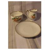 Vintage Porcelain and Bone China Plates, Cups, and Creamer Collection