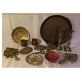 Collection of Vintage Brass Home Decor and Candle Holders