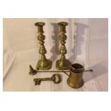 Collection of Vintage Brass Home Decor and Candle Holders