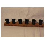 Collection of Vintage Wooden Candle Holders, Handcrafted Vase with Faux Flowers, and Wooden Pitcher