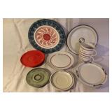 Assorted Vintage Porcelain and Stoneware Plates and Soup Mugs Collection
