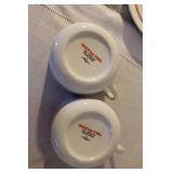 Assorted Vintage Porcelain and Stoneware Plates and Soup Mugs Collection