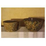 Set of 4 Handmade Pottery Mixing Bowls Speckled and Glazed Designs